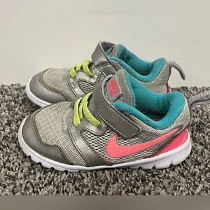 Nike Gray and Pink Sneakers with Velcro Closure Toddler Size 7c